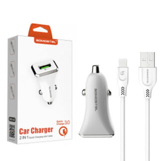 Somostel USB car charger + USB cable - Lightning 3.1A 1m Quick Charge QC3.0 white SMS-A43