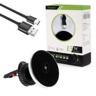 Ecobox car holder with MagSafe 15W inductive charging + Type-C - USB cable black