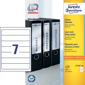 Avery L4760-25 printer label White