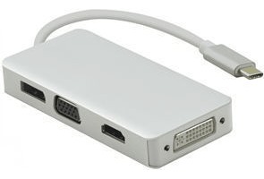helos HUB, USB 3.1 Type-C™ St./DP/HDMI/DVI/VGA Bu, PREMIUM 4K, silver