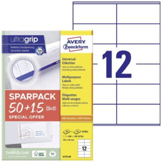 Avery 6175-65 self-adhesive label Rectangle Permanent White 780 pc(s)