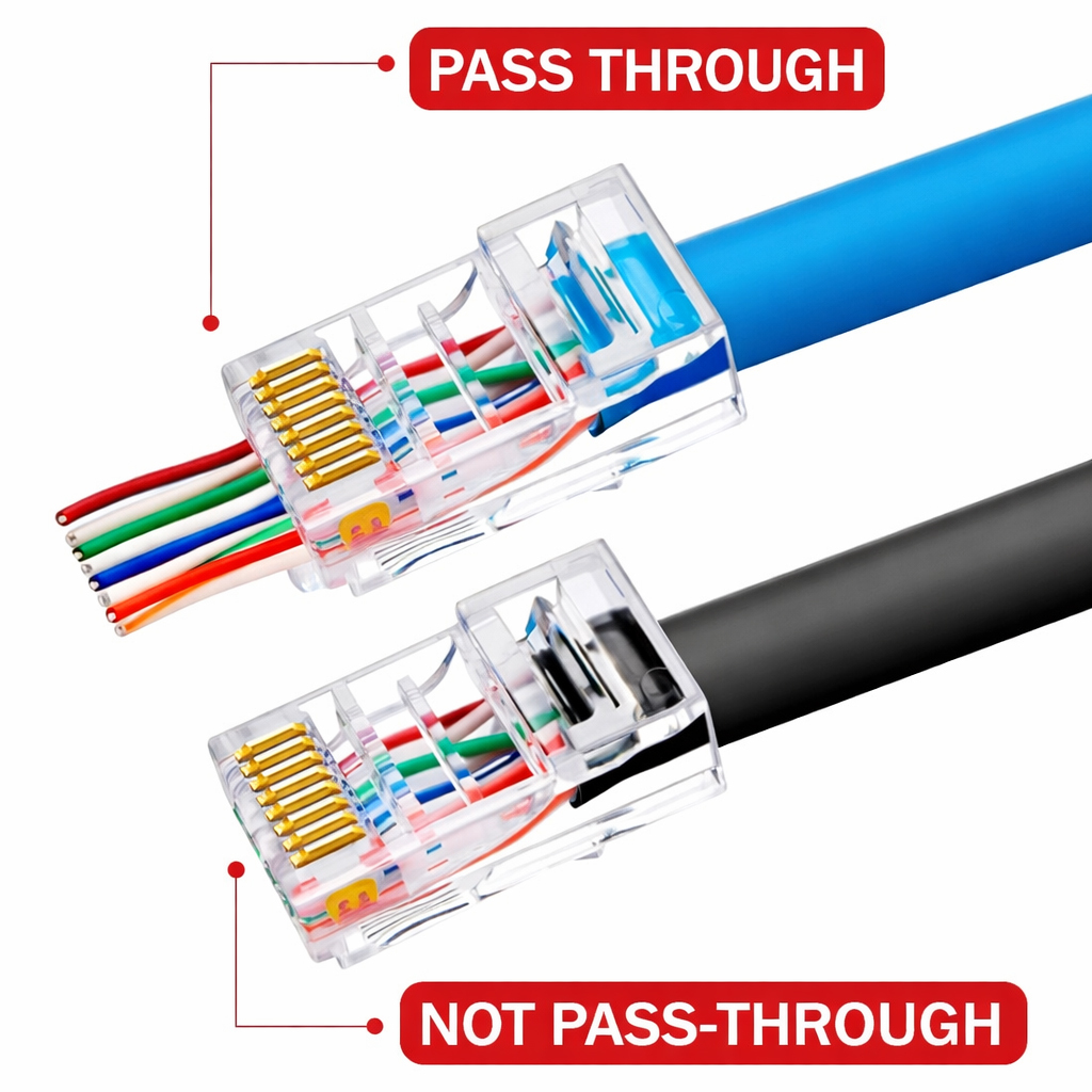 Equip Cat.6A RJ45 Pass Through Plug, 100pcs/Set - Pilt 3