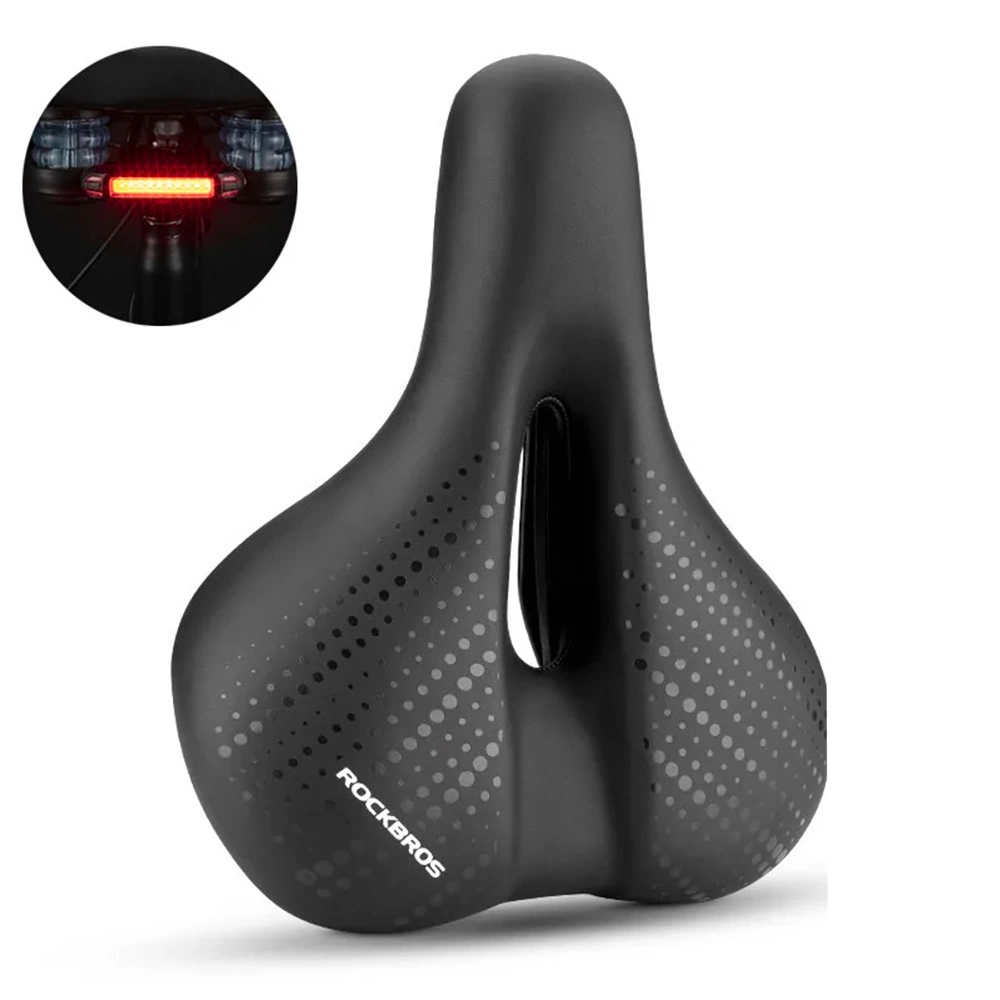 Rockbros 38218916002 MTB bicycle saddle + lamp - black