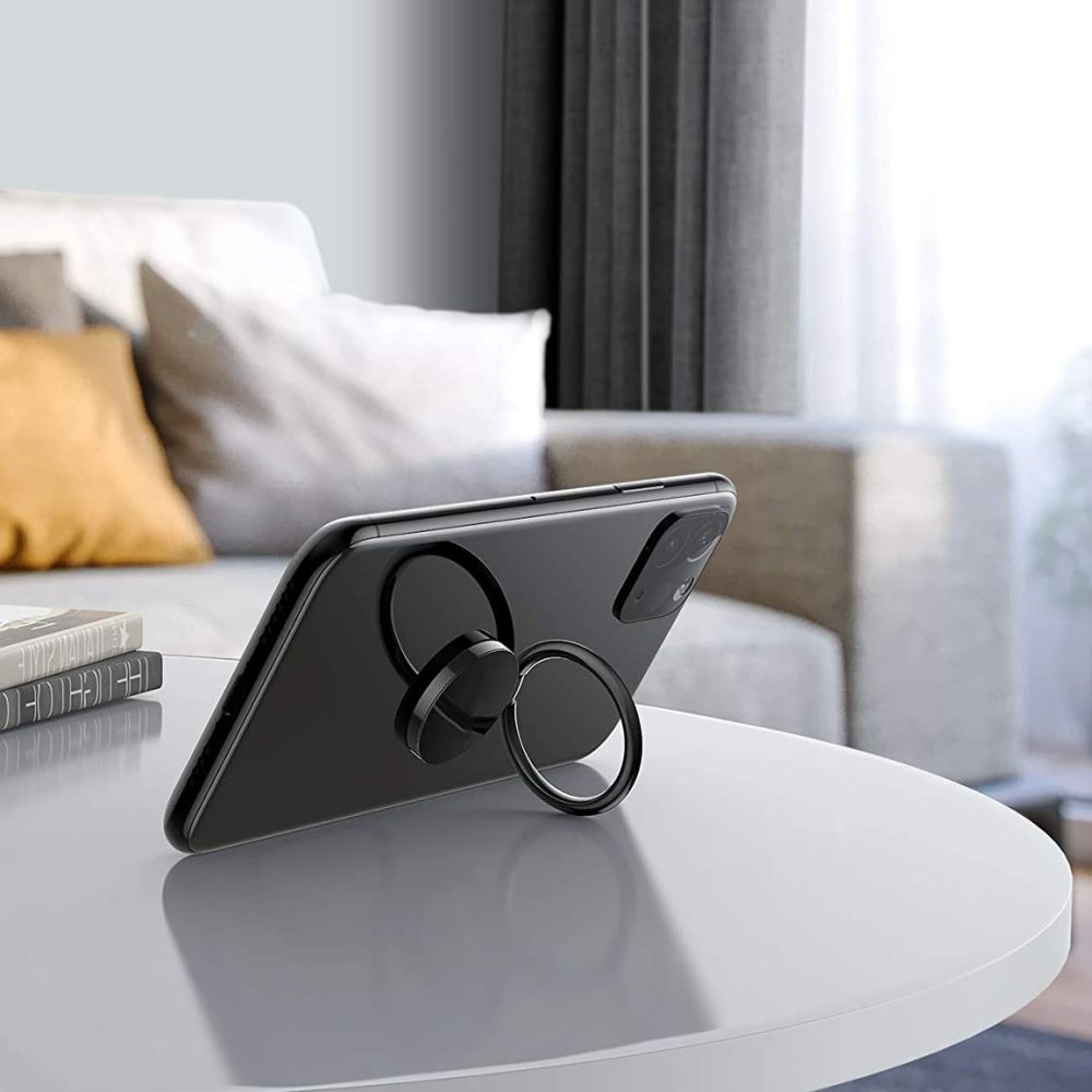 Tech-Protect Magnetic Phone Ring Holder / Ring with Stand Function - Black - Image 2