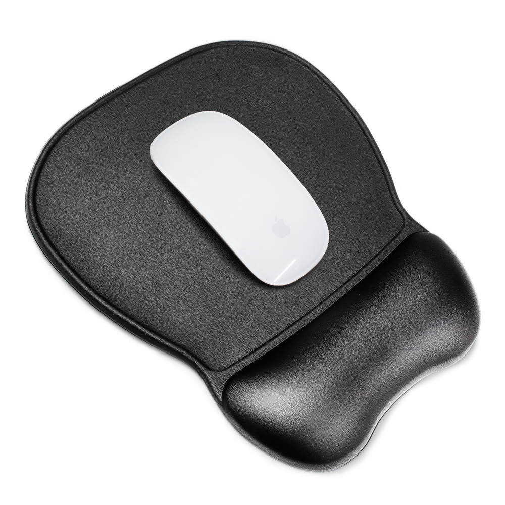 Ergonomic Mouse Pad and Wrist Rest Gel Eco Leather Large Anti-Slip - Black - Image 3