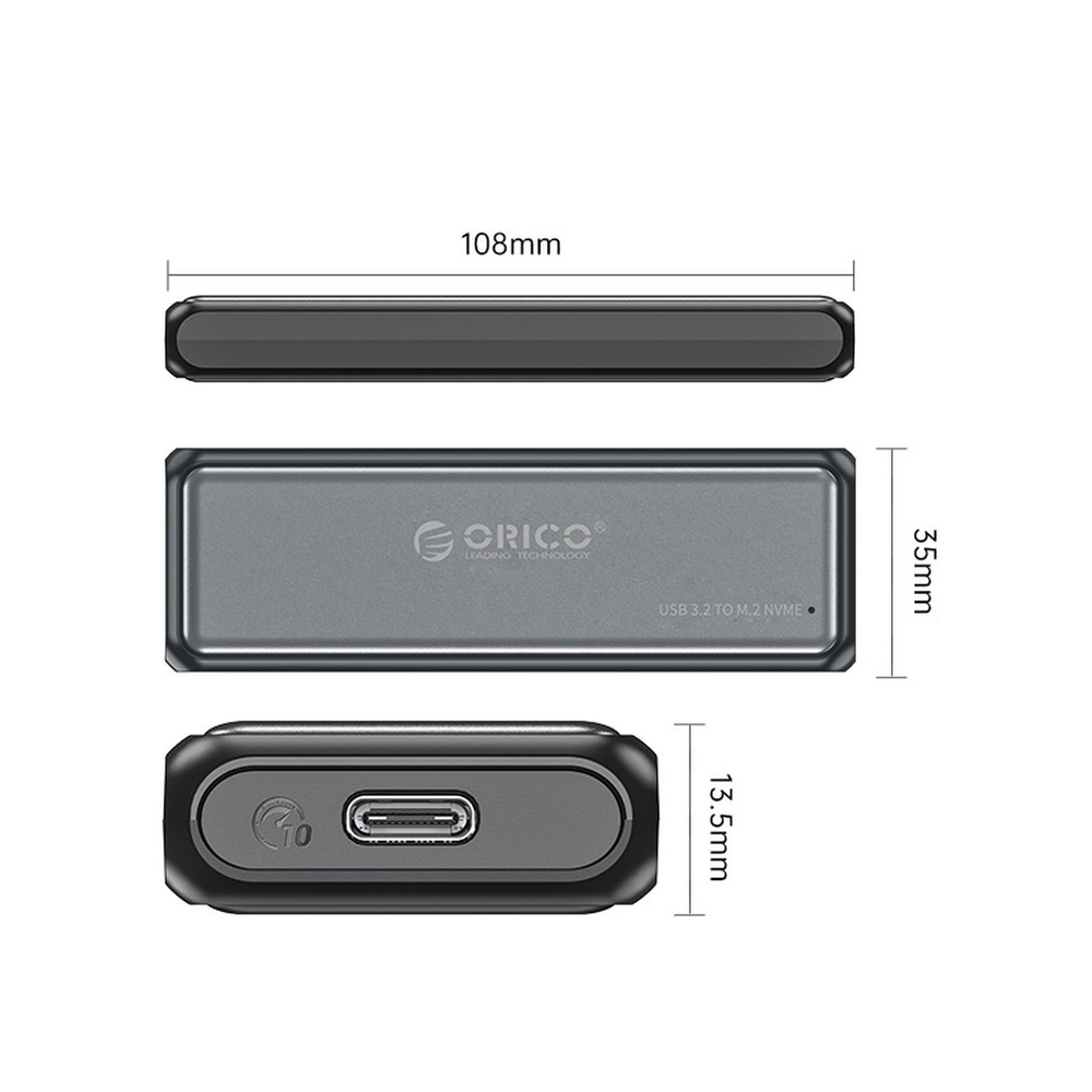 Orico DDM2-C3-G2 M.2 NVME USB-A USB-C 3.2 10Gb/s Disk Drive - Gray - Image 2
