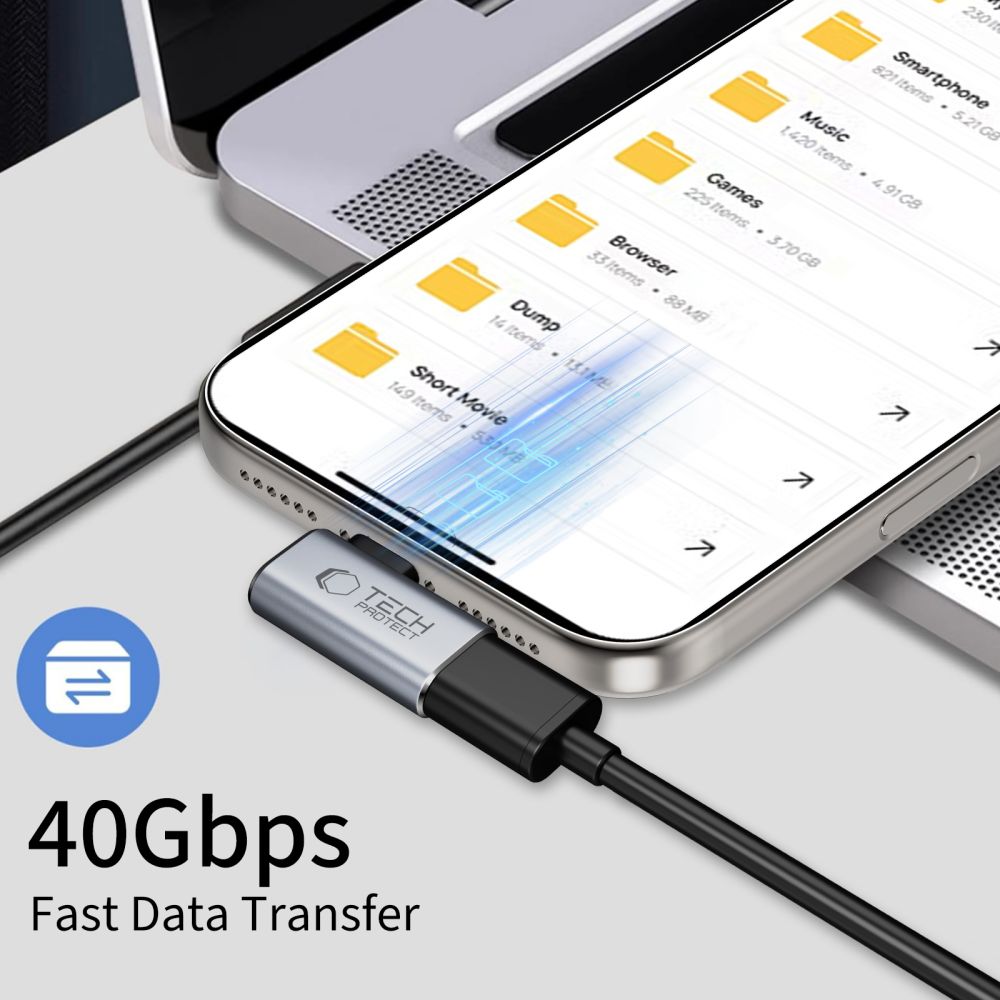 Tech-Protect Ultraboost AA01 USB-C Angled Adapter - Gray - Image 3