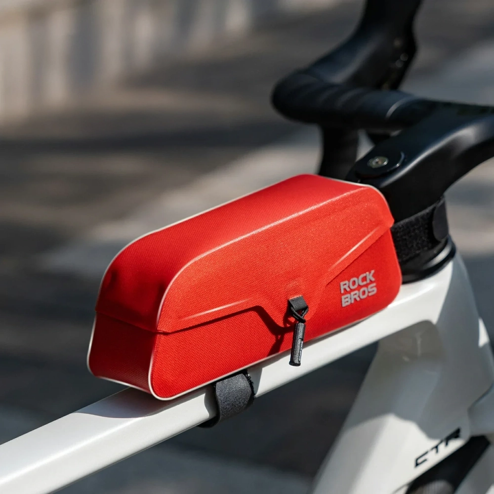 Rockbros 30120122004 Waterproof Bicycle Frame Bag with Magnetic Closure 0.9L - Red - Image 3