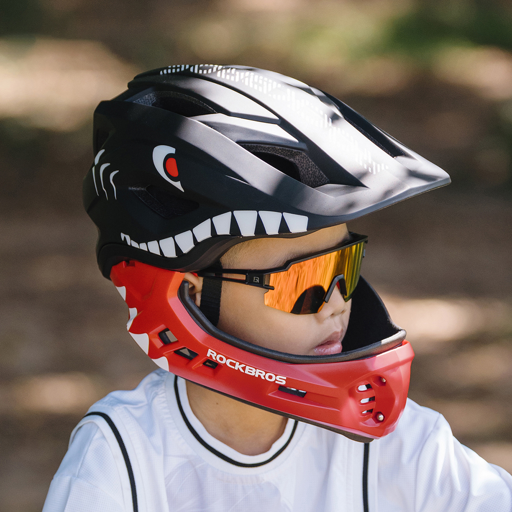 Rockbros TT-32006 Shark Children's Bike Helmet with Detachable Jaw Size S (48-52) - Black - Image 3