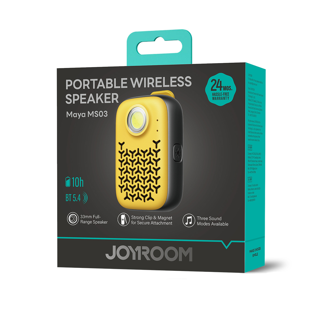 Joyroom Maya JR-MS03 portable Bluetooth speaker with built-in flashlight, resistant - yellow - Image 2