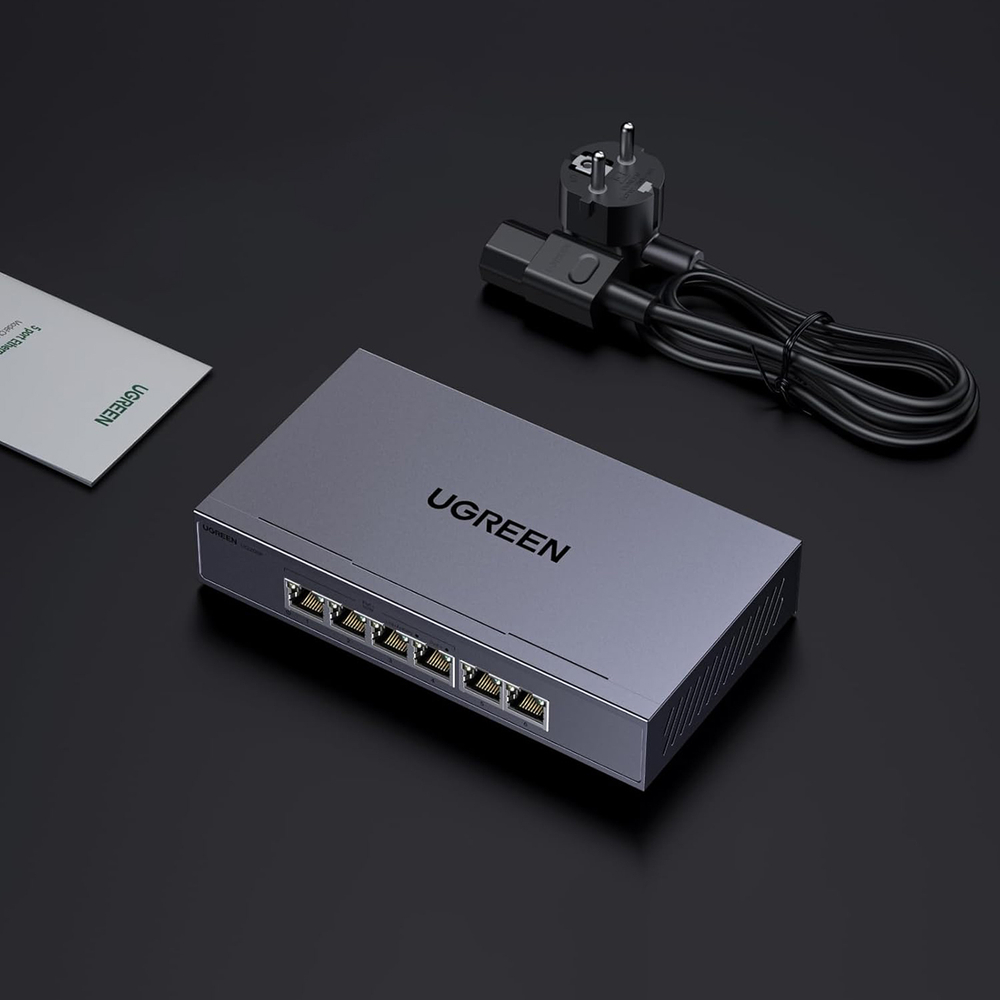 Switch Ugreen 6-Port 1Gb/s Ethernet Switch with PoE - Gray - Image 3