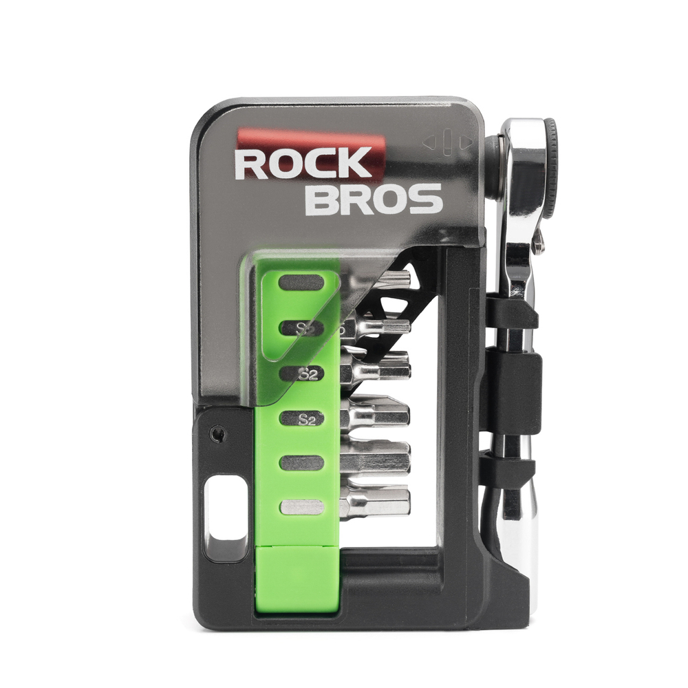 Rockbros Bike Tool Set with Mini Ratchet and Bits - Translucent Green - Pilt 2