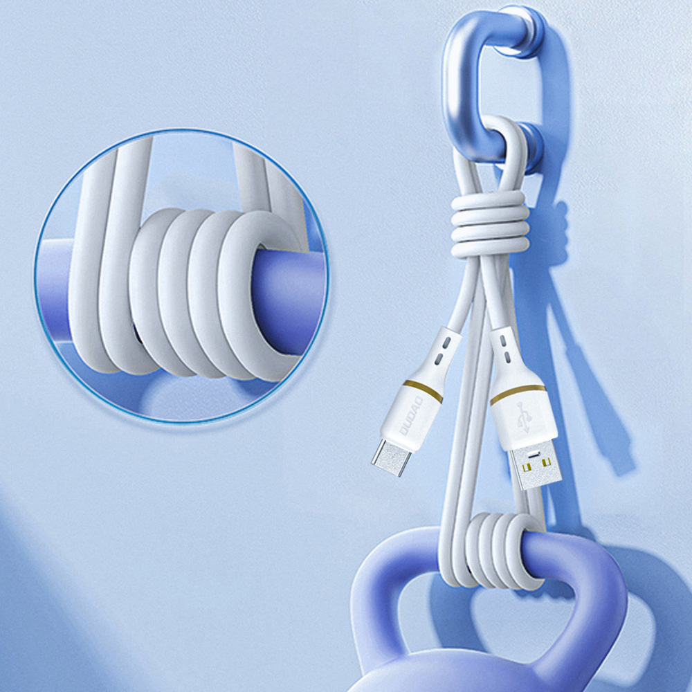 Dudao L25L USB-A - Lightning Cable 1m 30W with Soft Silicone Braid - White - Image 3