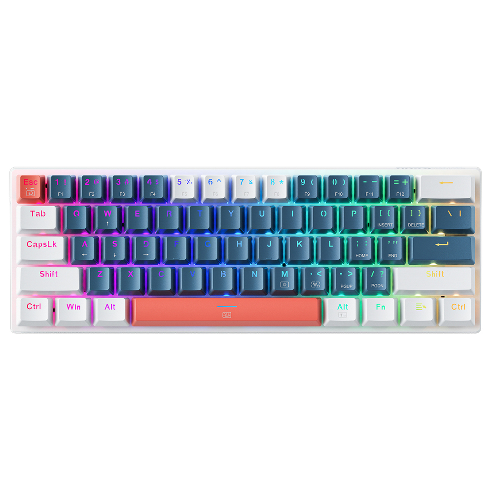 Machenike K500-B61 Wired Mechanical Gaming Keyboard with Backlight Blue Switch - Blue and White - Image 2
