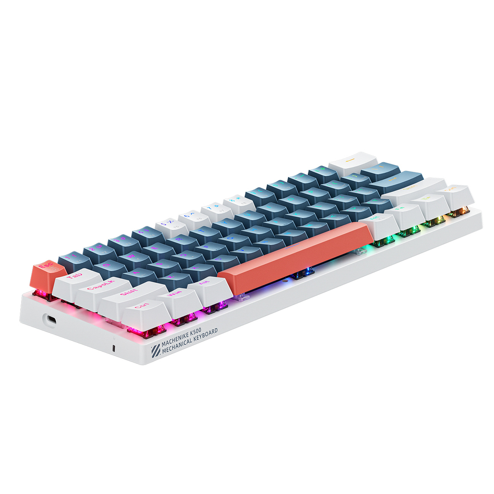 Machenike K500-B61 Wired Mechanical Gaming Keyboard with Backlight Blue Switch - Blue and White - Image 3
