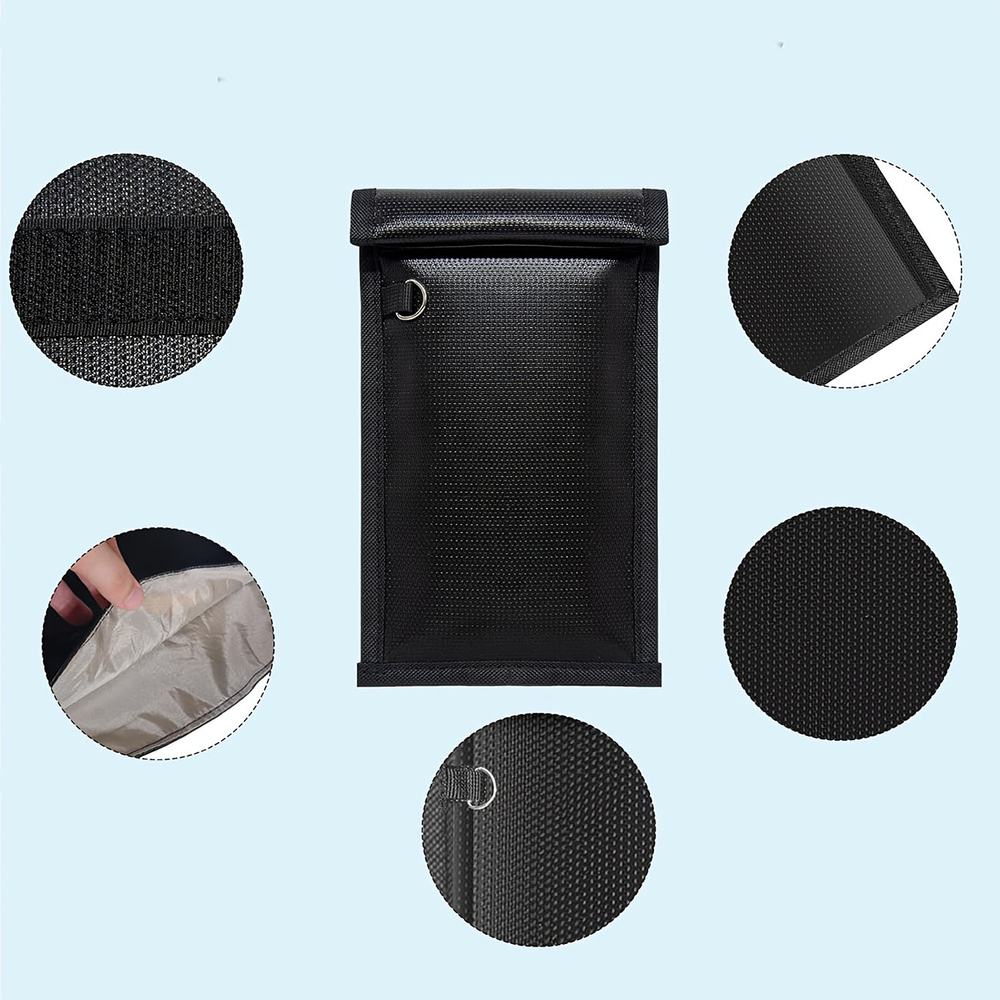 Fireproof RFID phone pouch OTN-27 with signal blocking 27x12.3 cm - black - Image 3