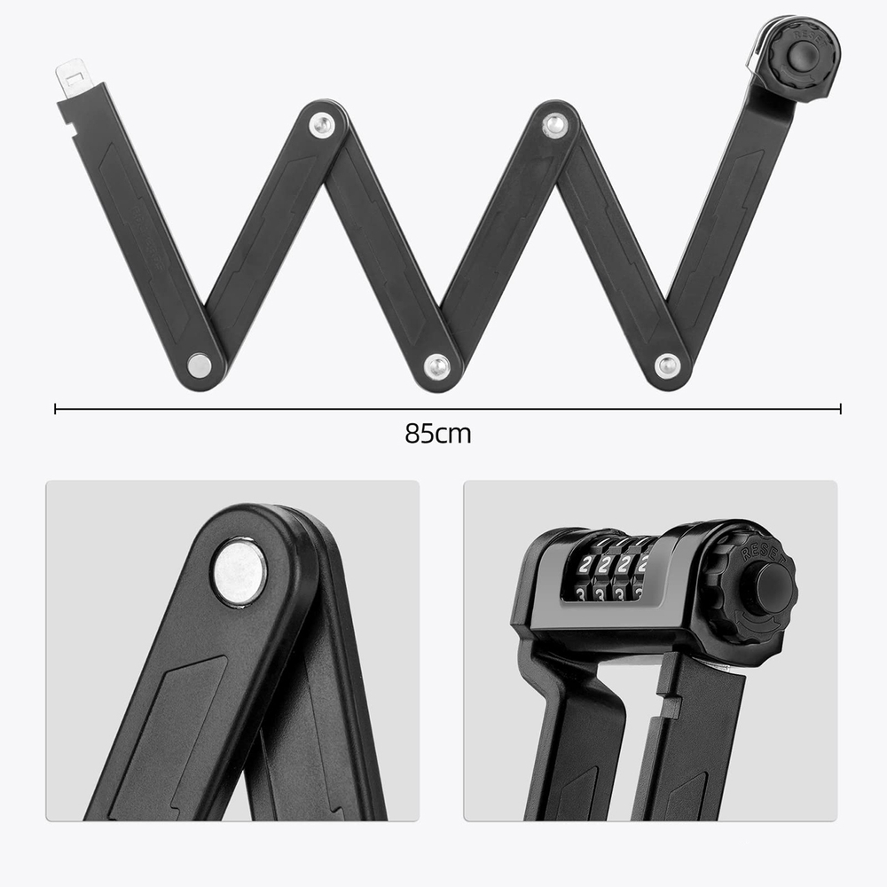 Rockbros LFCXR0085 Folding Bike Lock with Combination - Black - Pilt 3