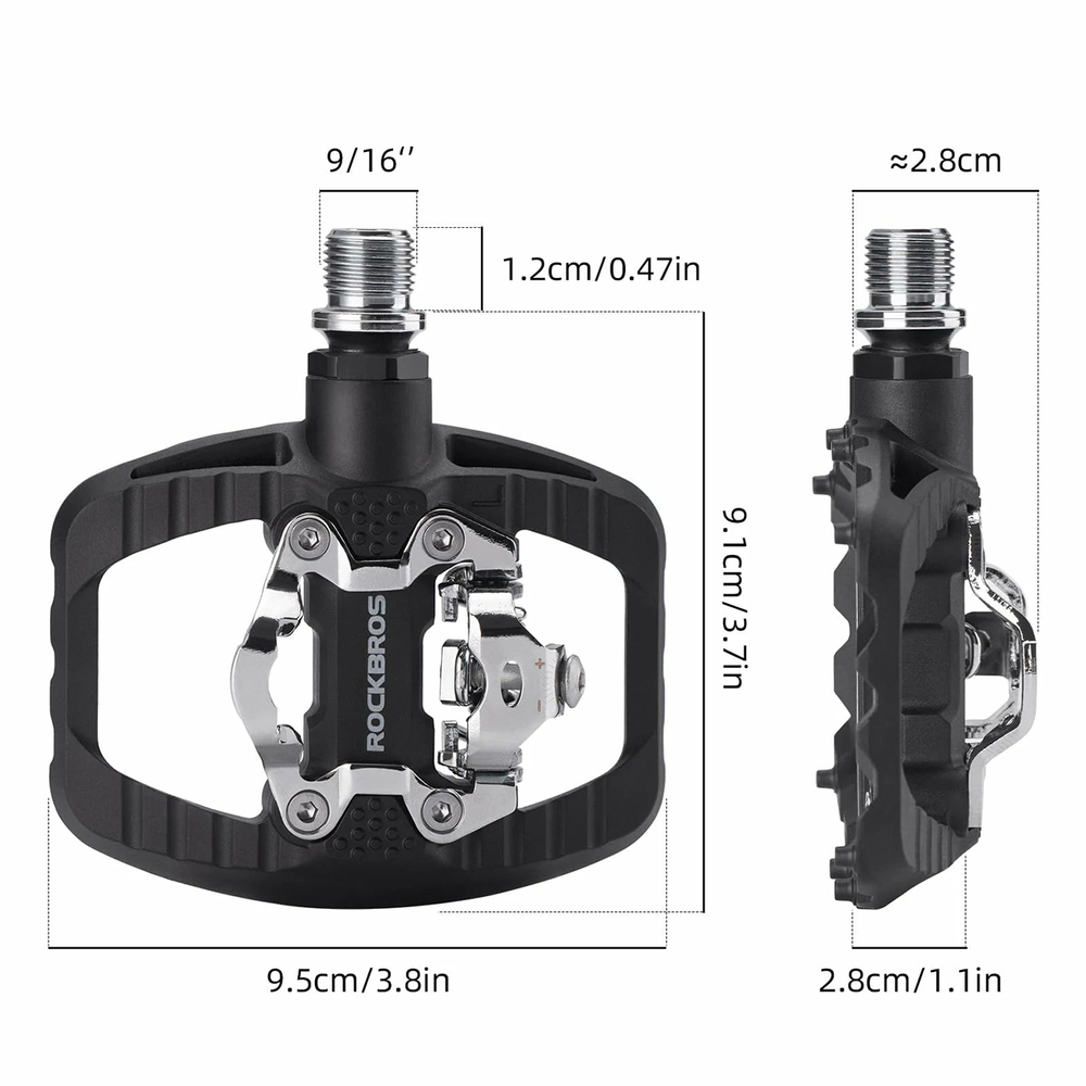 Rockbros PD303 Half-Lock Platform Bicycle Pedals - Black - Image 2
