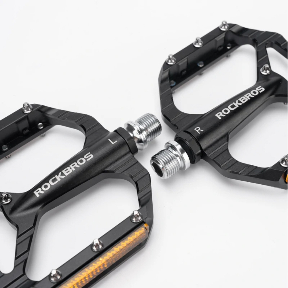 Rockbros C700 Reflective Aluminum Platform Bicycle Pedals - Black - Pilt 2