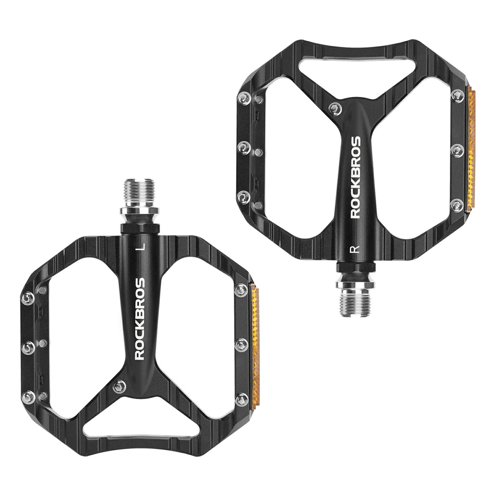Rockbros C700 Reflective Aluminum Platform Bicycle Pedals - Black - Pilt 3