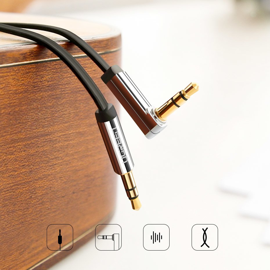 Ugreen flat cable AUX audio cable 3.5 mm mini jack 2m silver (10599) - Image 2