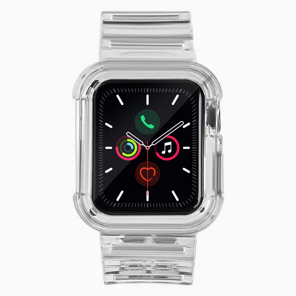Silicone Band Strap Bracelet Case Strap Light Set for Apple Watch 44mm - Black - Image 2