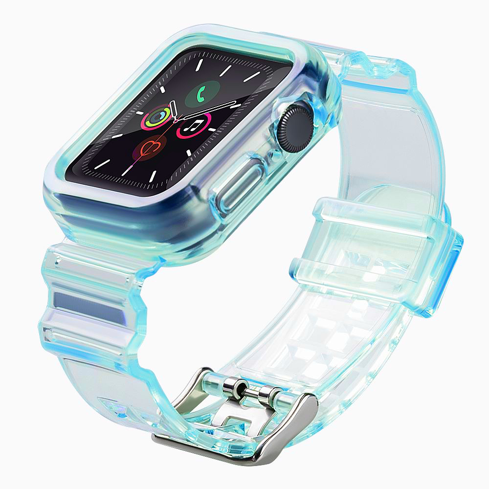 Silicone Band Strap Bracelet Case Strap Light Set for Apple Watch 42mm - Blue