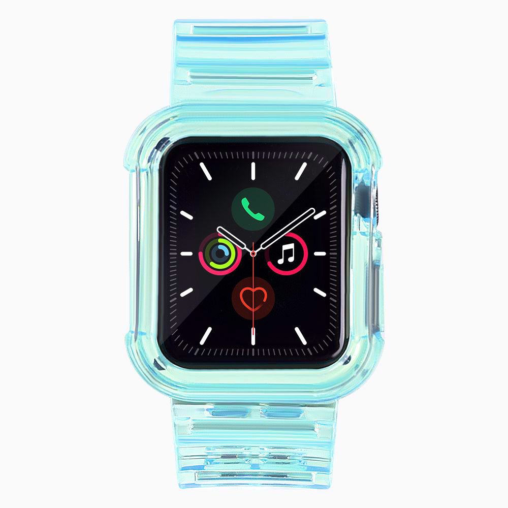 Silicone Band Strap Bracelet Case Strap Light Set for Apple Watch 42mm - Blue - Image 2
