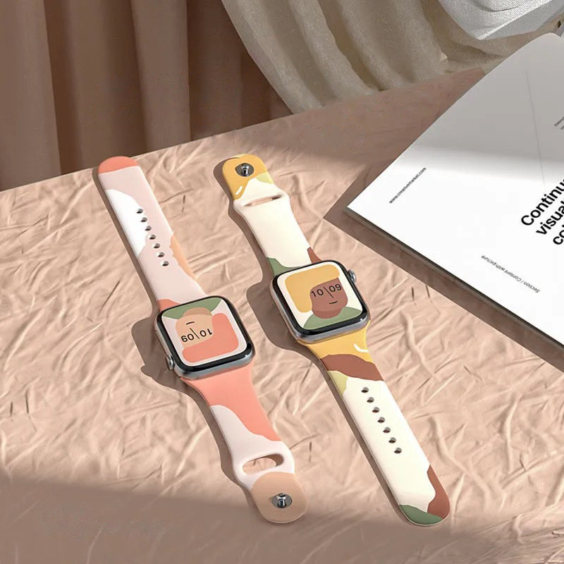 Silicone Strap Moro Watch Bracelet Band for Apple Watch 42 / 44 / 45 / 49 mm - Pattern 5 - Image 3