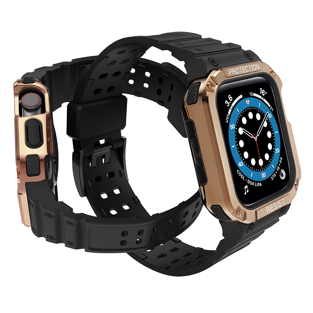 Protect Strap Band for Apple Watch 38/40/41mm Armored Case Strap - Black, Rose Gold - Image 2