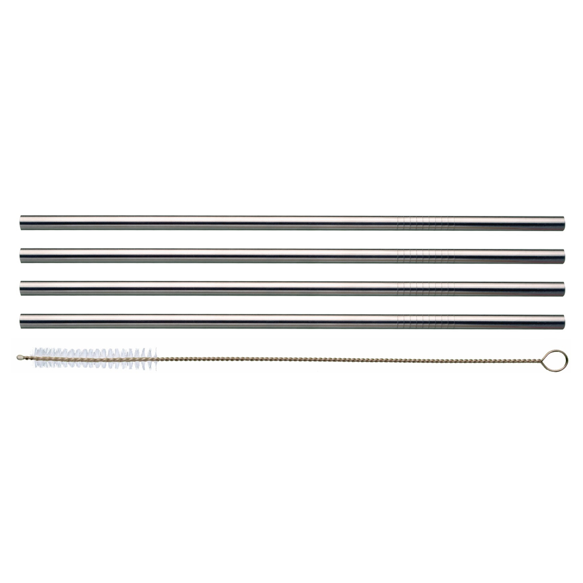 BasicNature Stainless Steel Straw Set 4 Pieces