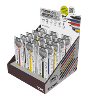 TROIKA Counter display incl. 15 x CONSTRUCTION ENDLESS Multitasking pencil, pre-sorted (each 3 x PEN20/YE, PEN20/RD, PEN20/SI, PEN20/DB, PEN20/BK), fo