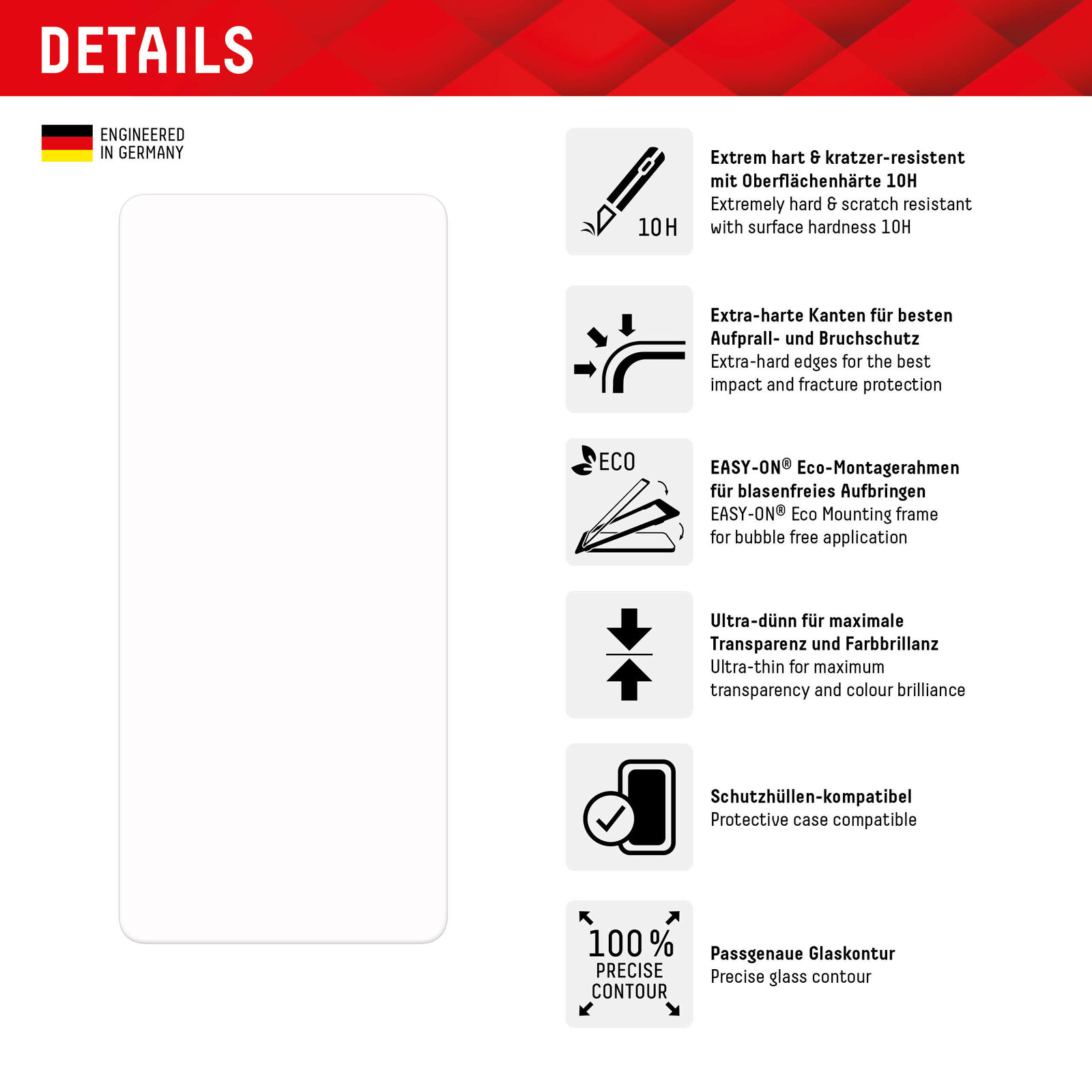 Displex Screen Protector (10H) for Google Pixel 8a, Eco Mounting Frame, scratch resistant - Pilt 2