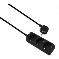 Helos power strip CLASSIC, 3-fach, black, 3,0m, without Schalter