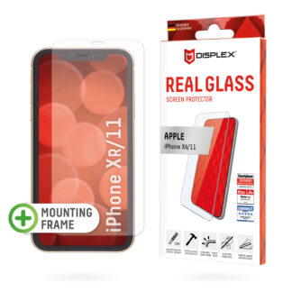 Displex Screen Protector (10H) for Apple iPhone XR/11, Eco Mounting Frame, Tempered Glass, scratch resistant protective film, case friendly