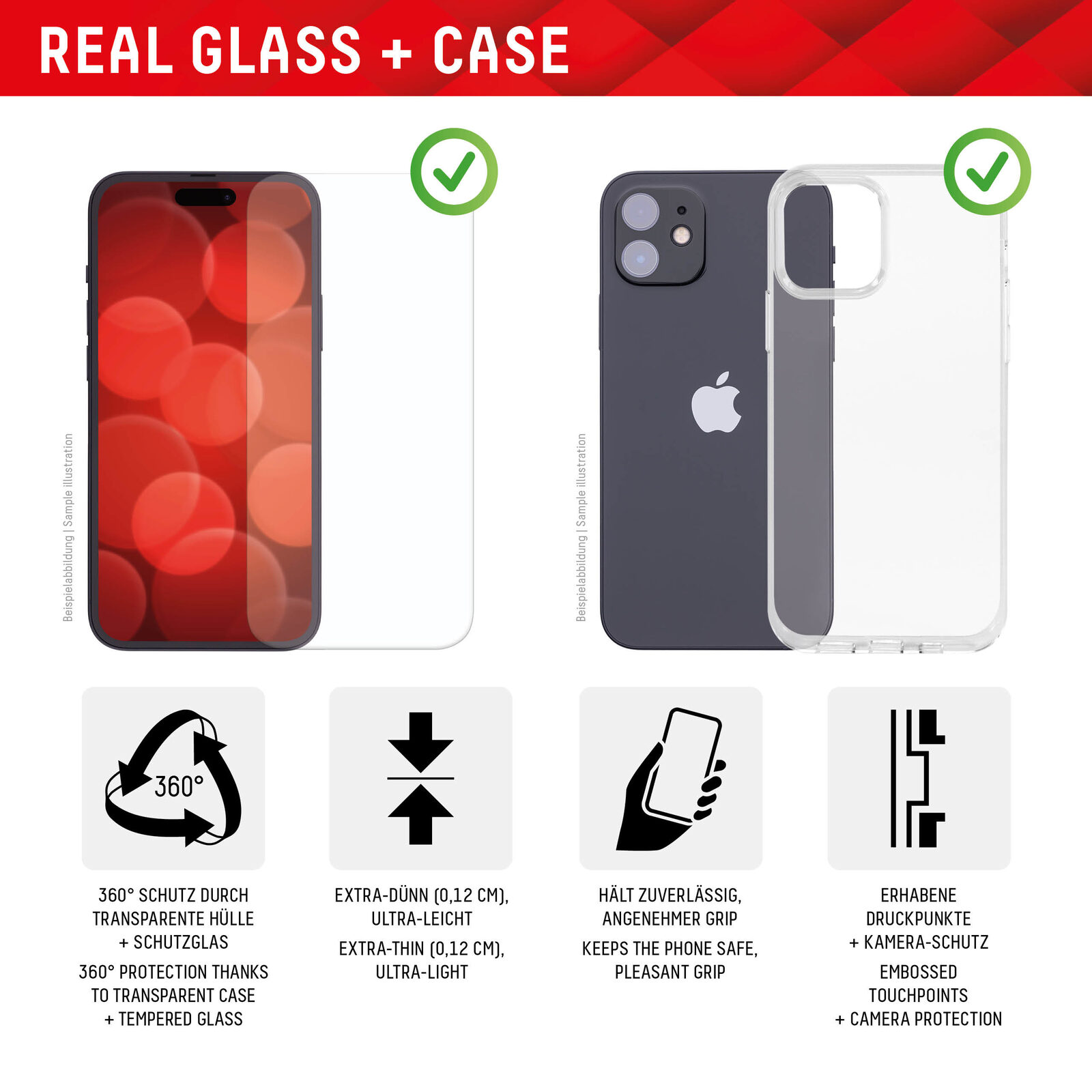 Displex Screen Protector + Case for Apple iPhone 15 Pro, Eco Mounting Frame, scratch resistant - Pilt 3