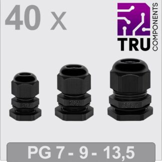 TRU COMPONENTS TC-13448352 Kabelverschraubung PG7, PG9, PG13 Polyamid black 40St.
